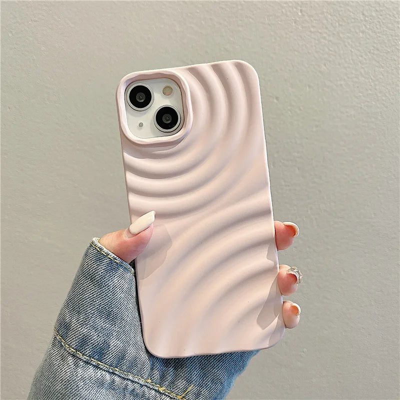 Matte Water Ripples Shockproof Phone Case For iPhone | 3D Soft Silicone Back Cover