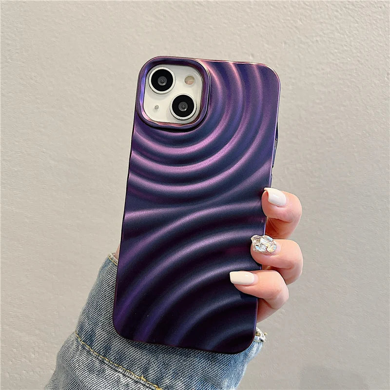 Matte Water Ripples Shockproof Phone Case For iPhone | 3D Soft Silicone Back Cover