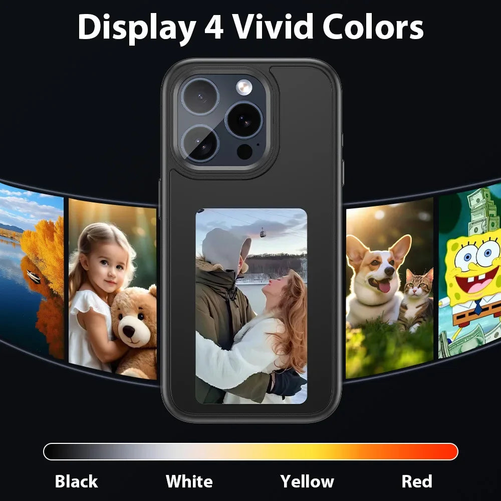 New High end E-Ink screen Phone case For iPhon, Couple Family Photo DIY Pattern Screen projection shell