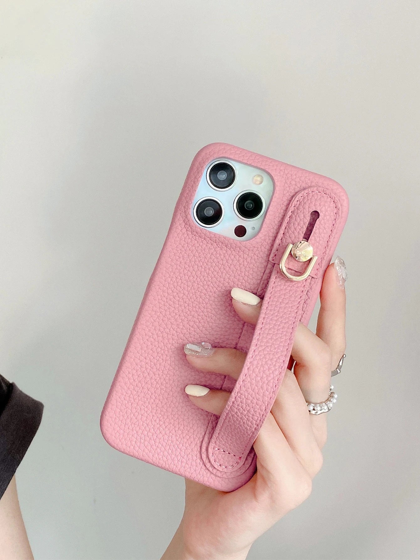 Lichee Pattern Wrist Strap Leather Case For iPhone Cover