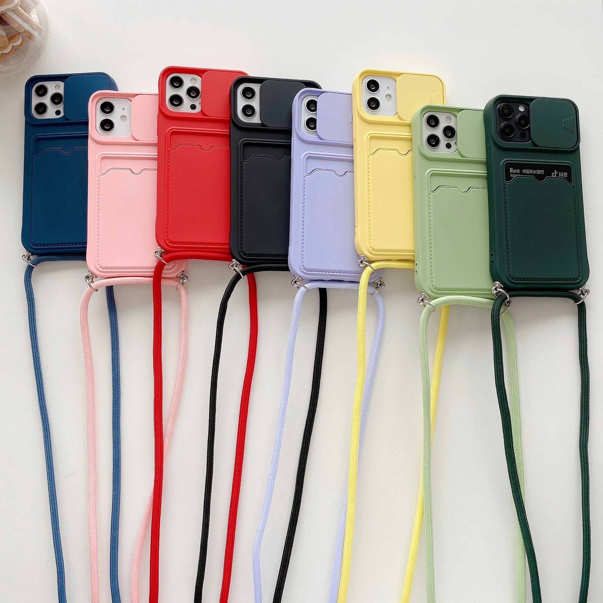 Crossbody with Card Case for IPhone Camera Push Adjustable Lanyard Strap Cover