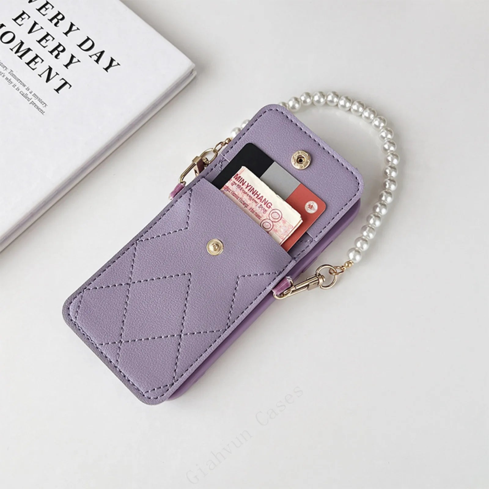 3D metal Pearl Strap Holder Phone Case