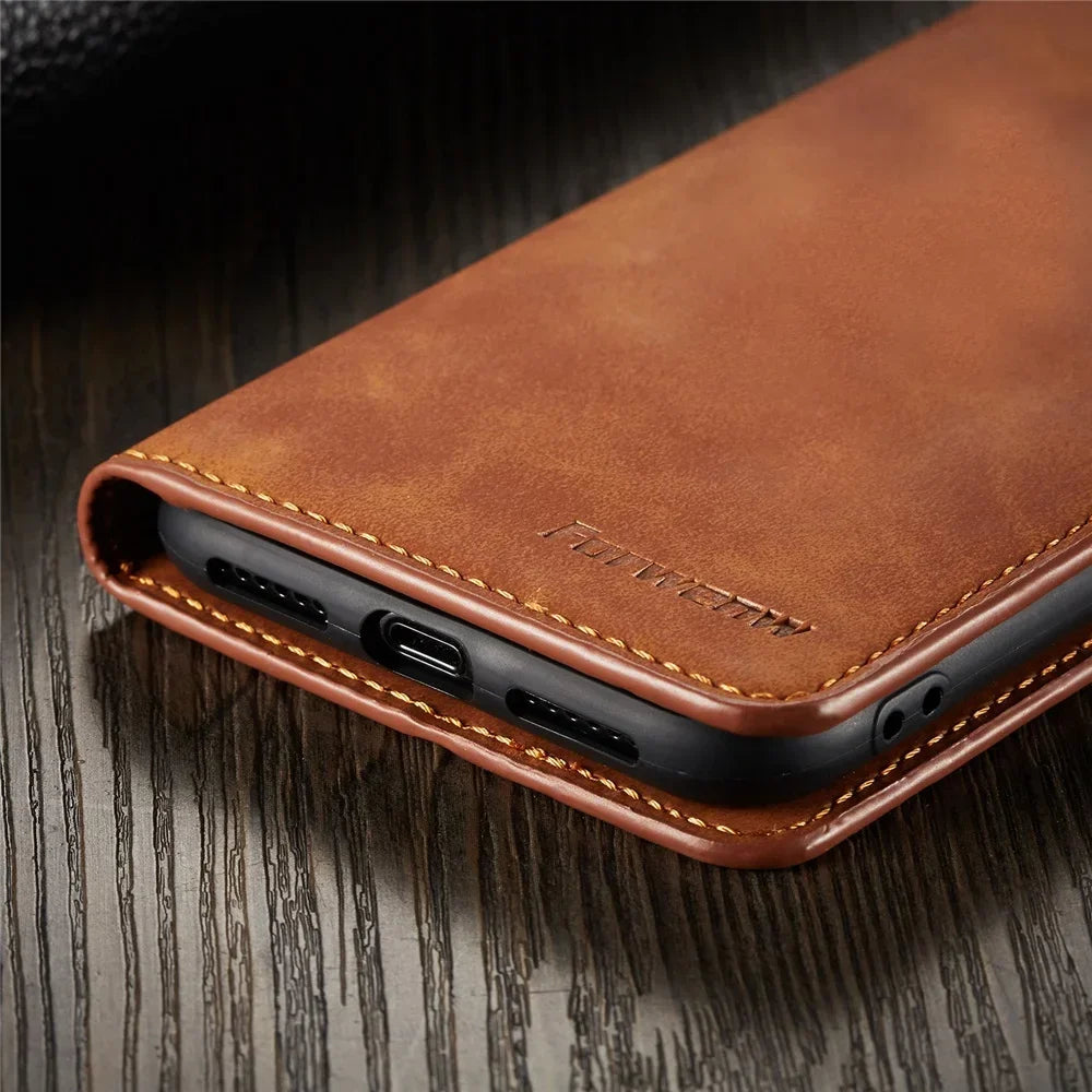 Thin Suede Leather Flip Case Cards Slot Wallet Case with Strong Magnet for iPhone 16 15 14 13 12 11 Plus Pro Pro Max