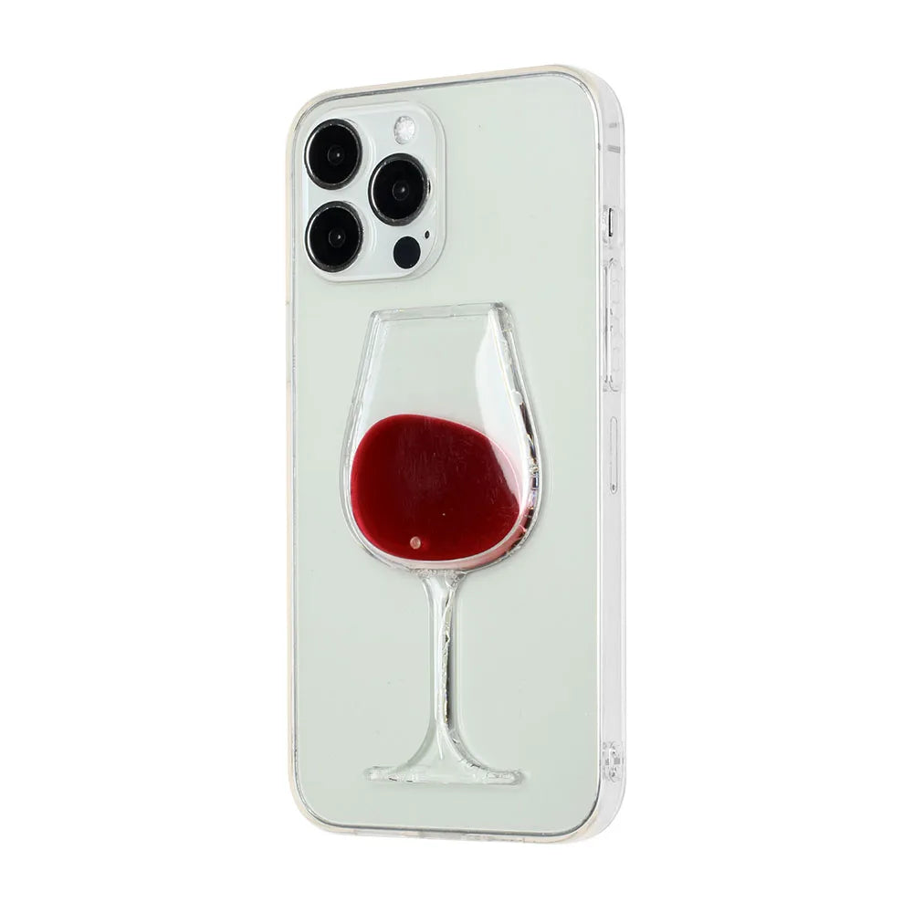 Liquid Dynamic Clear Phone Case For iPhone Wine Glass Cover