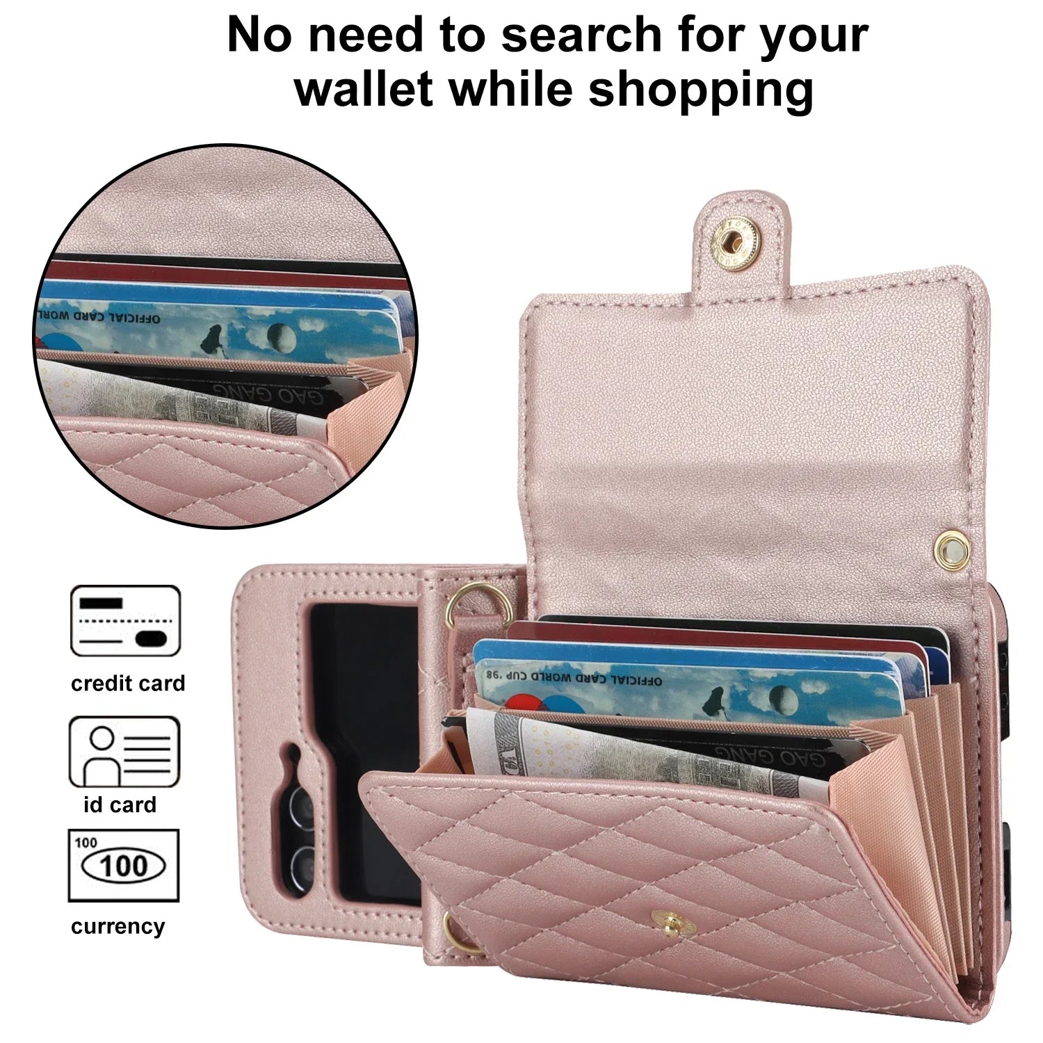 Crossbody Bag Fashion Leather Phone Case For Samsung Galaxy Z Flip 6 5 4 3 Long Lanyard Wallet Card Cover