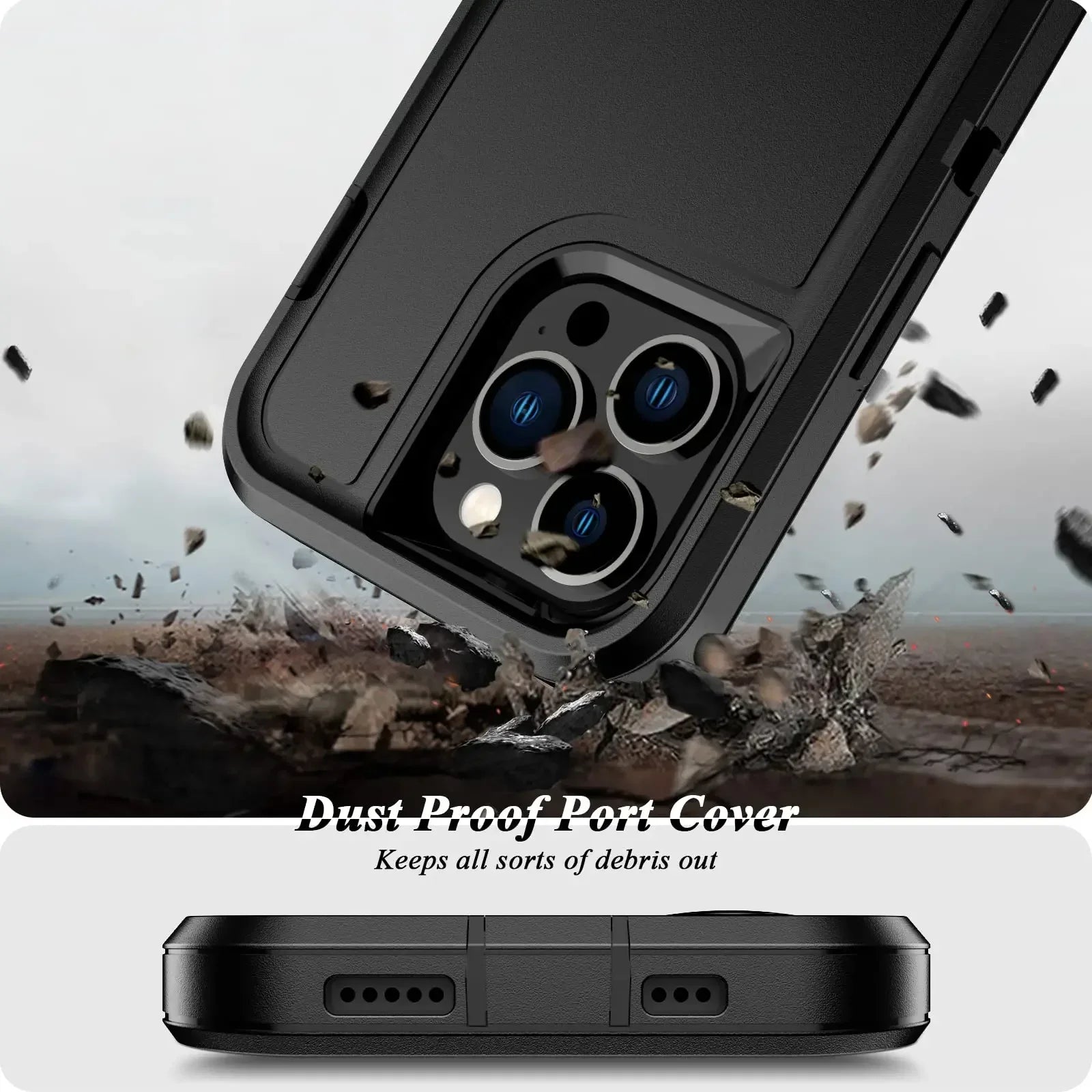 Heavy Duty Drop-Proof Scratch-Resistant 3-Layer Military-Spec iPhone Case – with Stand, Sliding Camera Design, Anti-Fingerprint & Dustproof