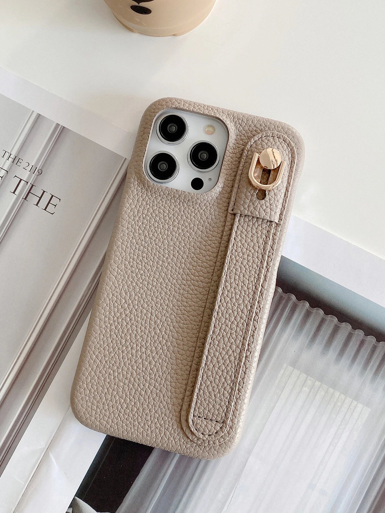 Lichee Pattern Wrist Strap Leather Case For iPhone Cover