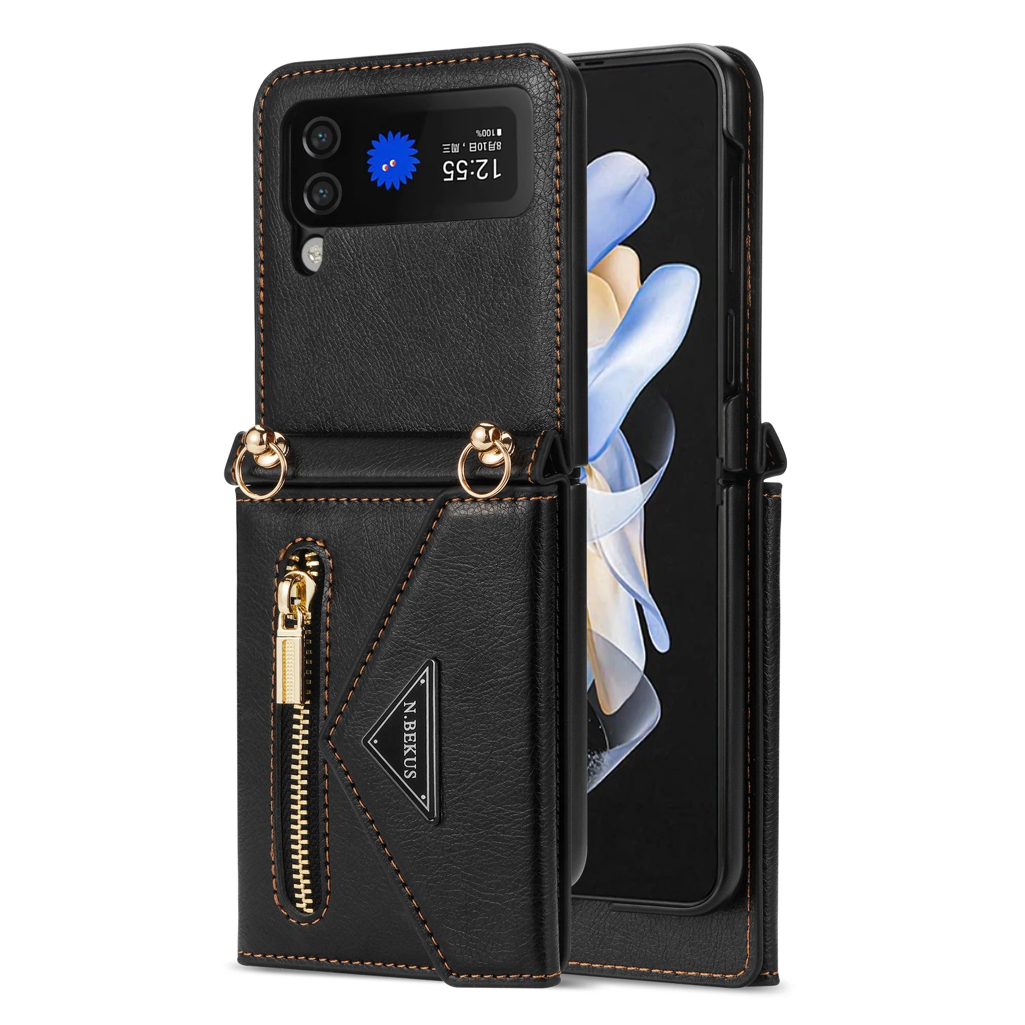 Crossbody Leather Wallet Phone Case for Samsung Galaxy Z Flip 6 5 4 3 Purse Cards Slot Holder