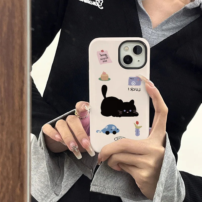 Fashion Cartoon Cat Shockproof Phone case for iPhone 15 Pro Max 14 13 12 11 Back Cover