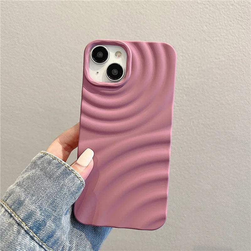 Matte Water Ripples Shockproof Phone Case For iPhone | 3D Soft Silicone Back Cover