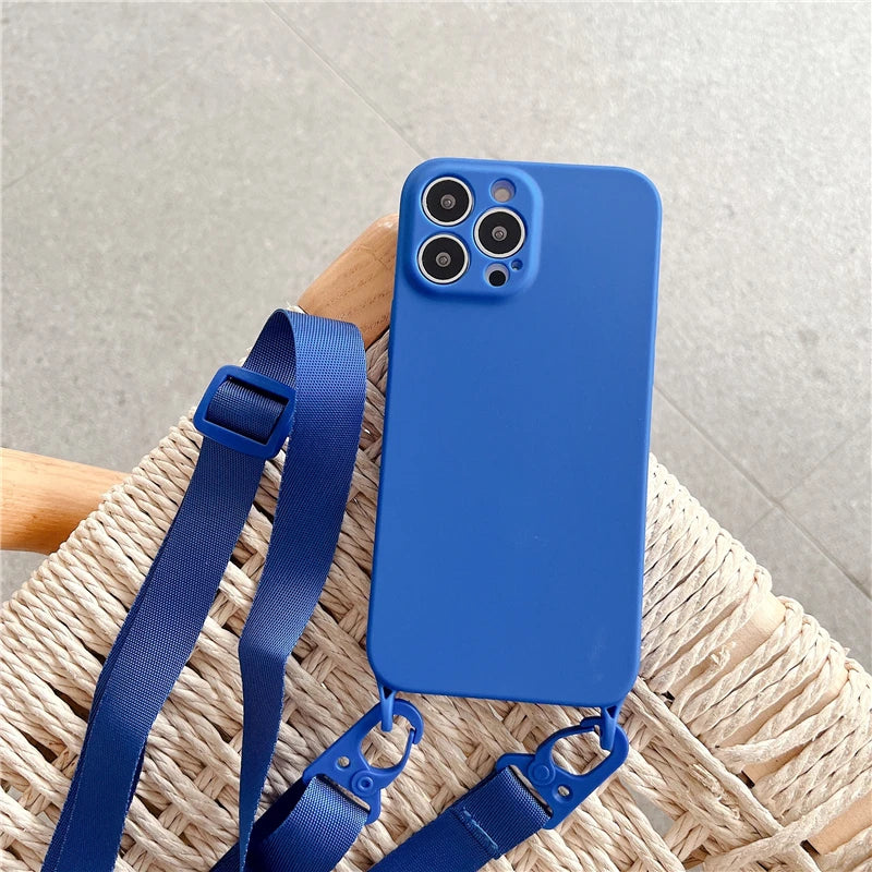 Crossbody Necklace Strap Lanyard Cord Soft Silicon Phone Case For iPhone Cover