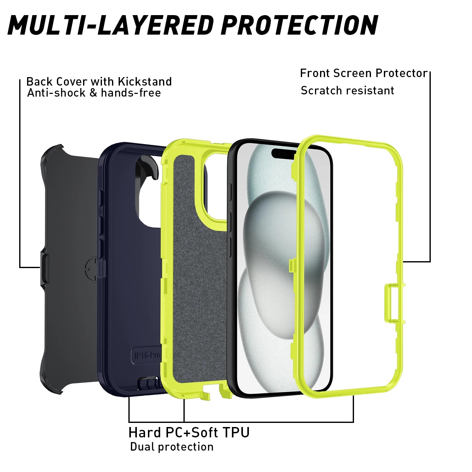 Armor Shockproof Defender Phone Case For iphone | Hard PC+TPU Back Cover