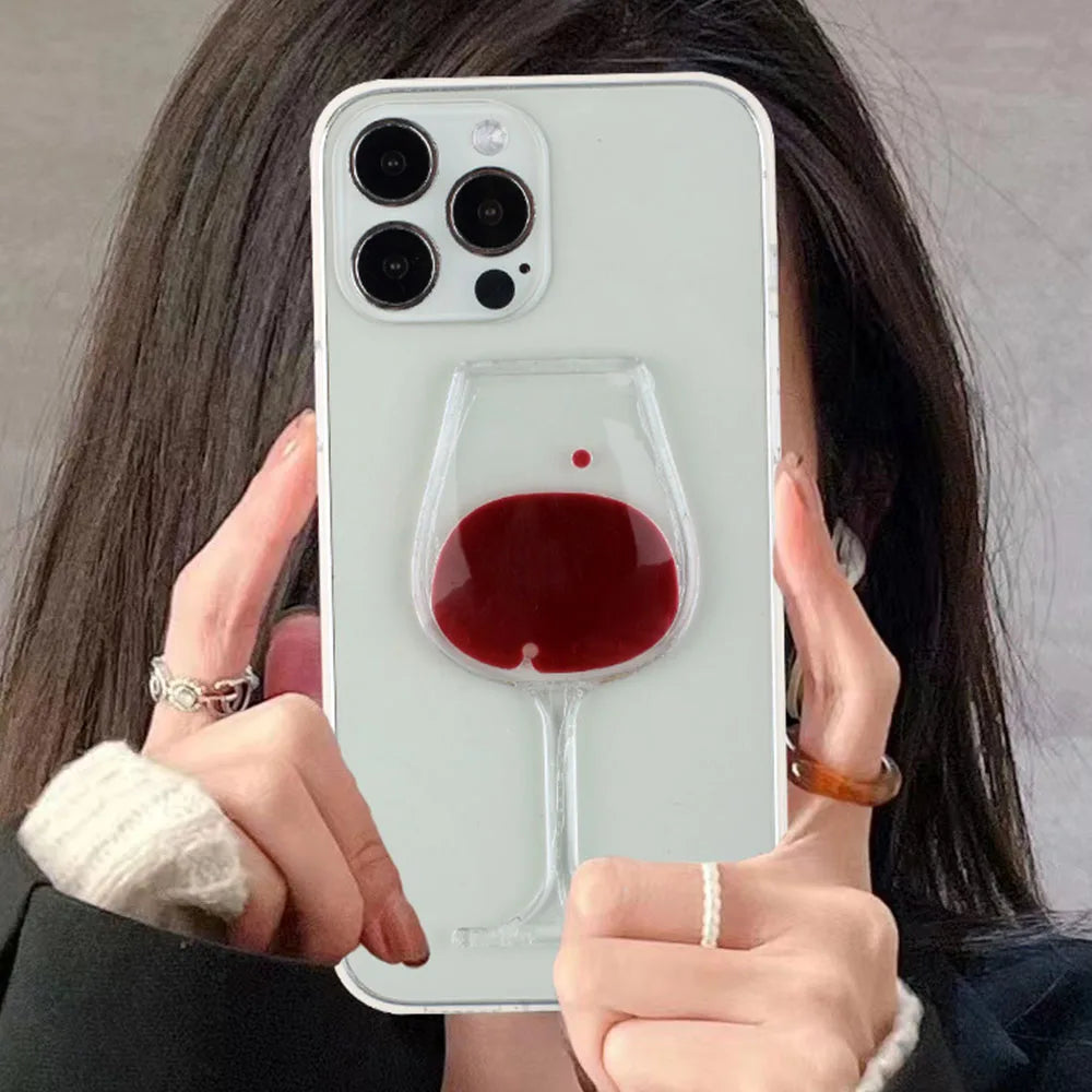 Liquid Dynamic Clear Phone Case For iPhone Wine Glass Cover