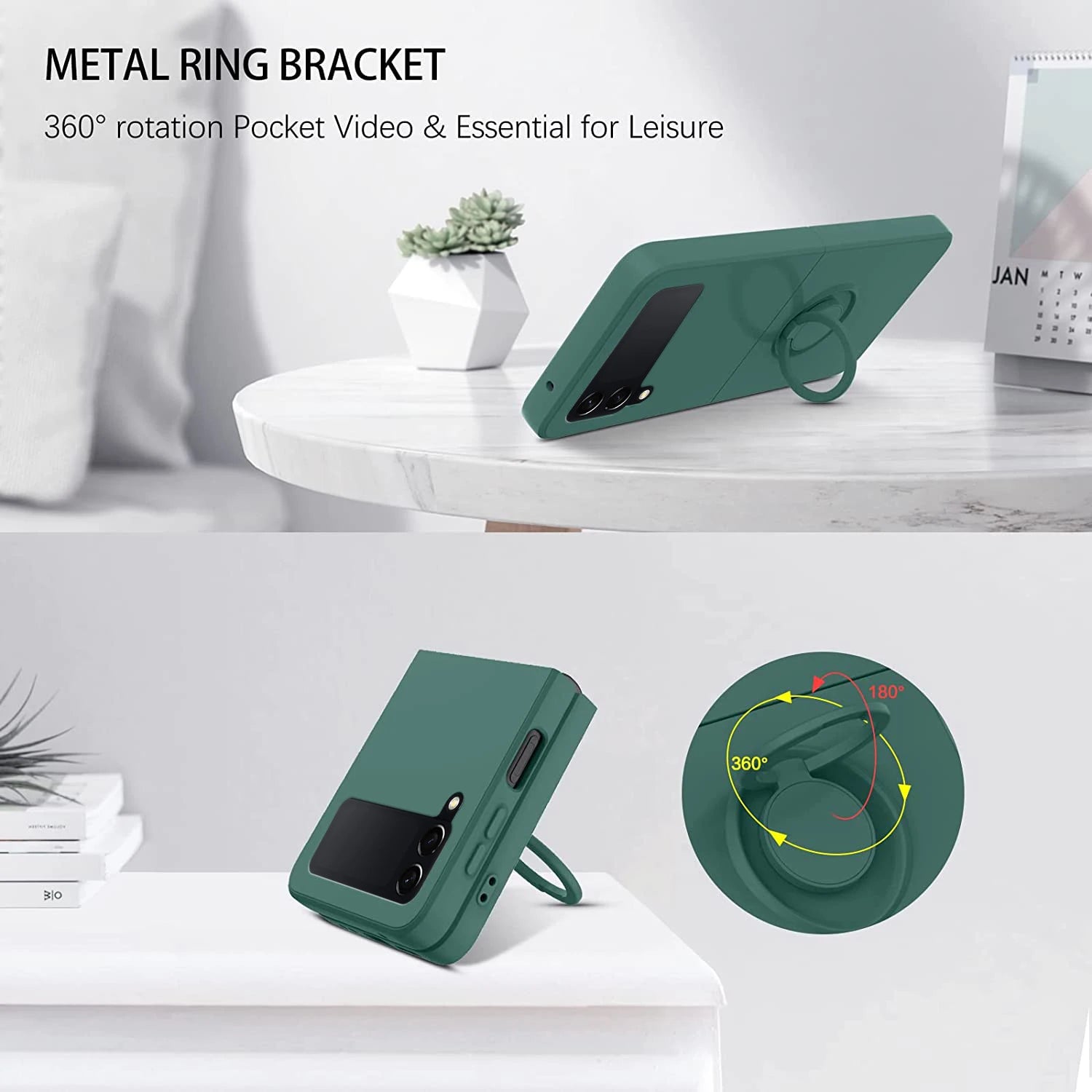 Silicone Ring Holder Magnetic Bracket Phone Case For Samsung Galaxy Z Flip 3 4 5 6 Back Cover