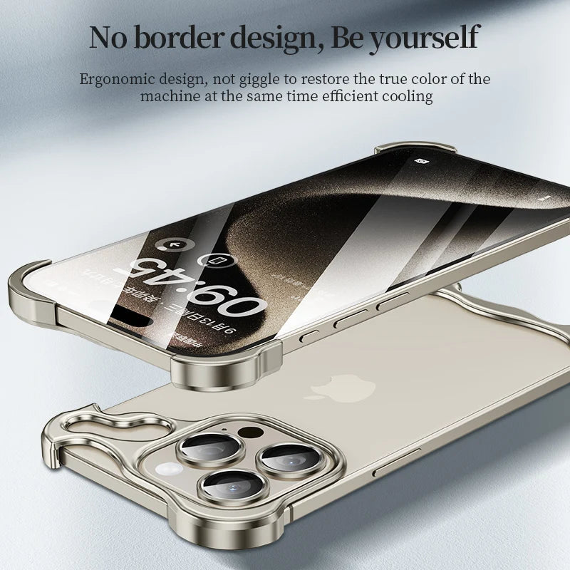 Irregular Aluminum Alloy Corner Pads Phone Case For iPhone | Lens Protection Shockproof Metal Bumper Cover