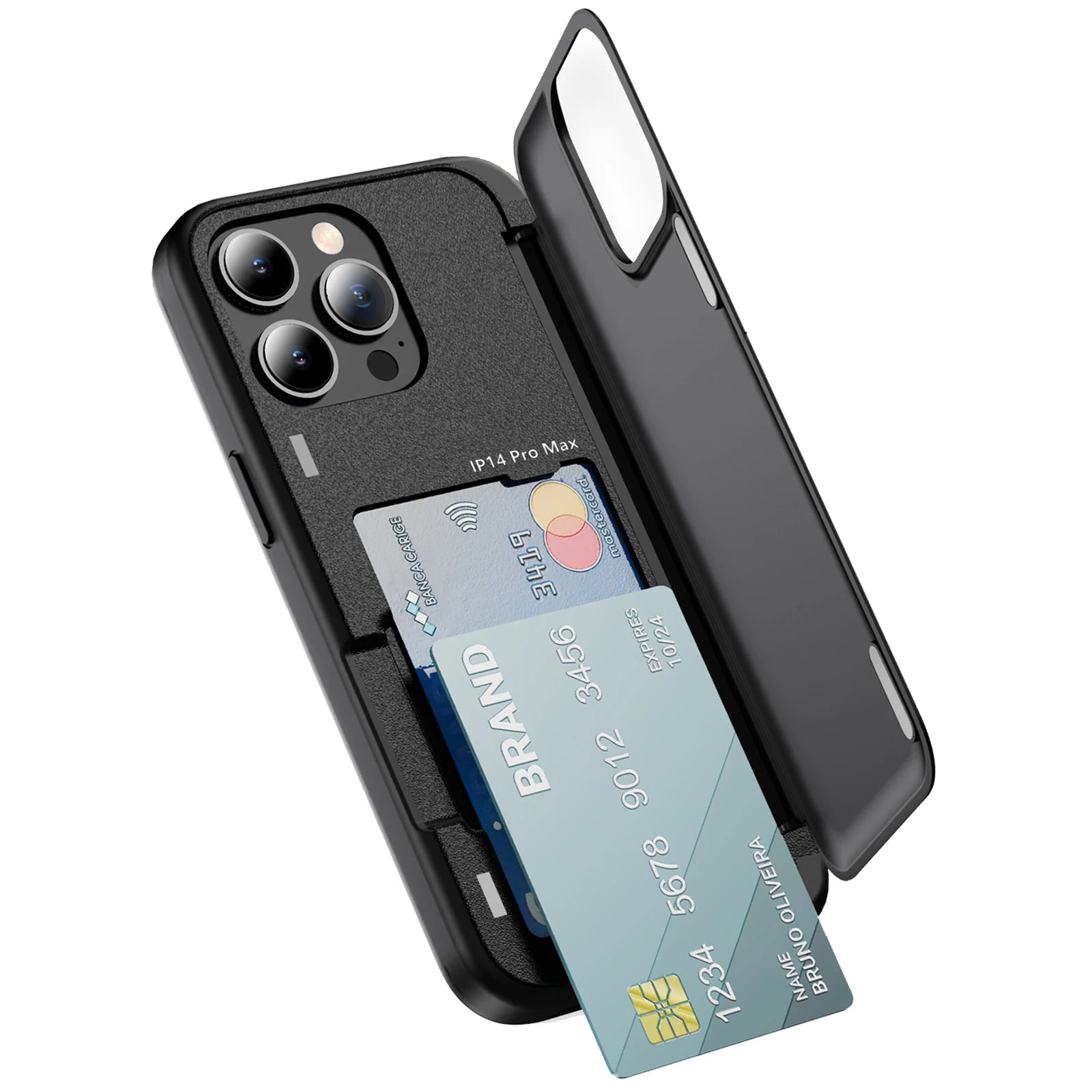 Shockproof Flip Hidden Card Holder Wallet Phone Case for iPhone 15 14 13 12  Pro Max Plus Hybrid Heavy Duty, Card Pocket Kickstand Cover