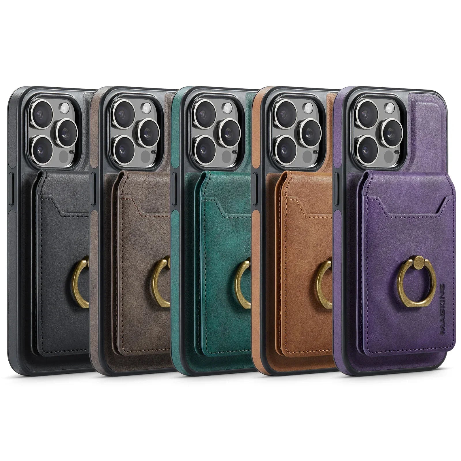 2 in 1 Detachable Leather Cards Solt Ring Holder Wallet Case For iPhone 16 15 14 13 12 Pro Max Plus Magnetic Vertical Bag Cover