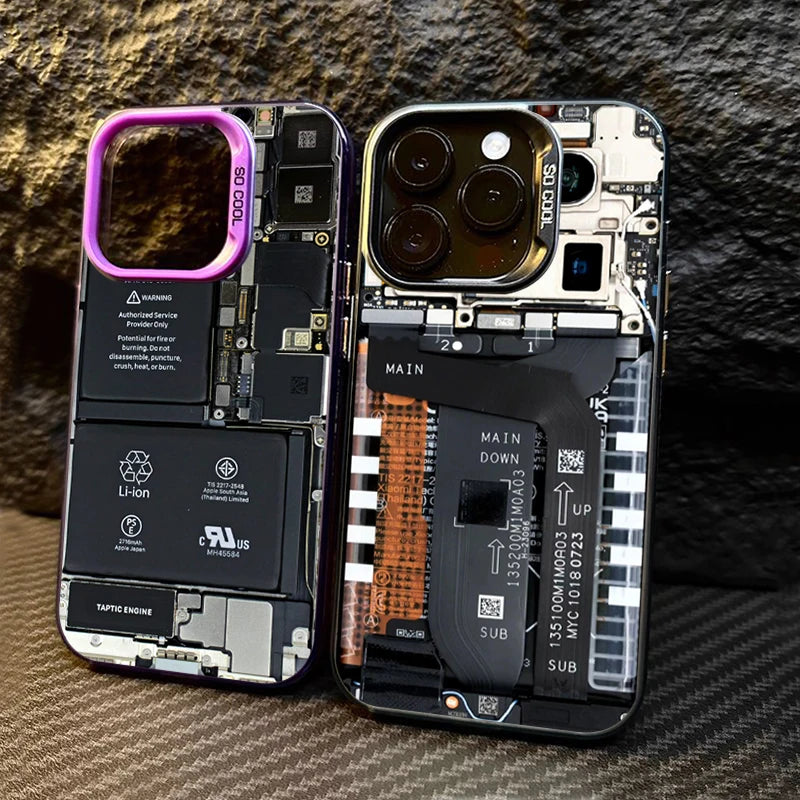 Creative Circuit Board Pattern Electroplate Silver IMD Case For iPhone | Shockproof Cover