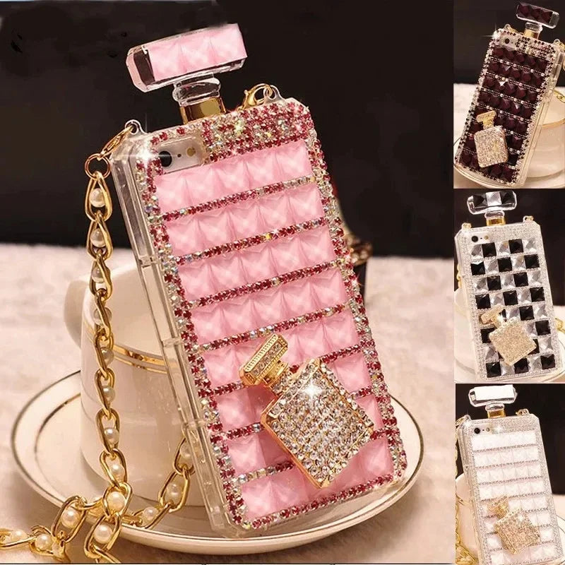 Fashion Bling Crystal Diamond Perfume Bottle Chain Handbag Cover