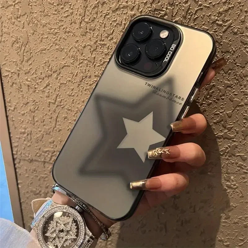 Smudged Star Matte Laser Graphic Phone Case For iPhone 16 15 14 Pro Max