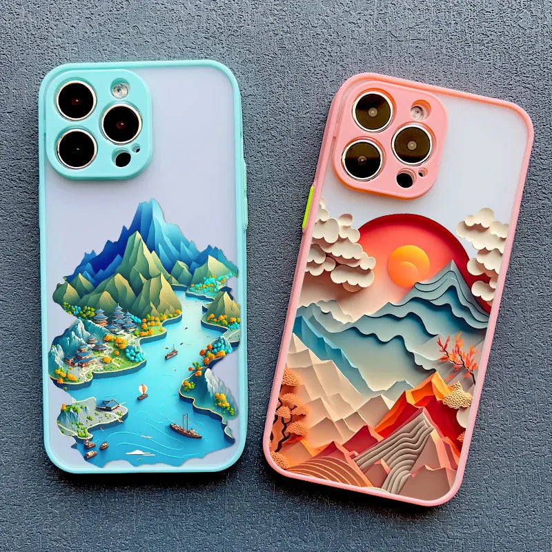 Printing Landscape Phone case For iPhone Creative Mountains Back Cover