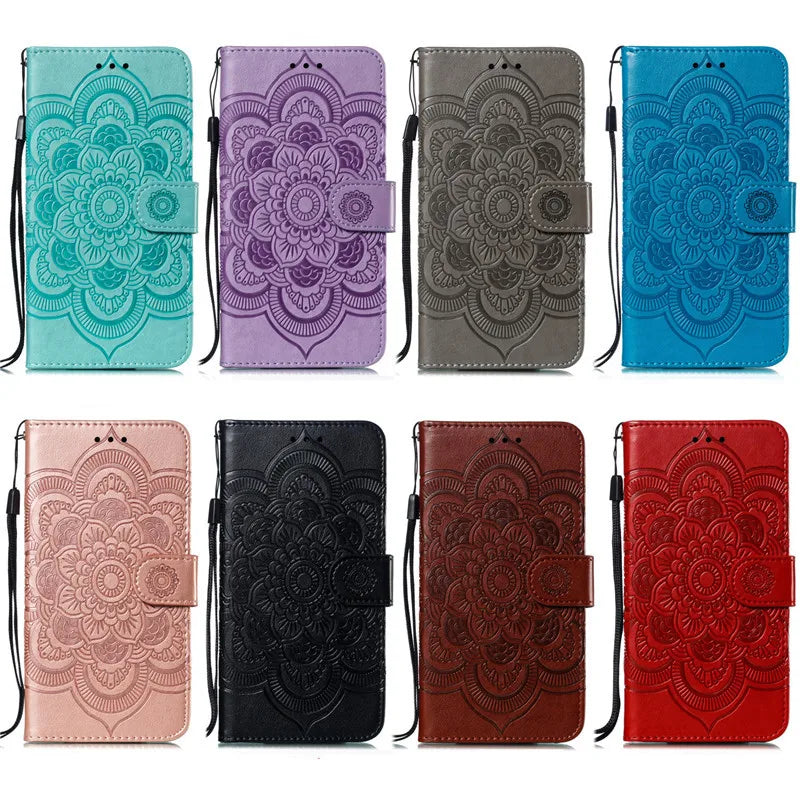 Floral Leather Wallet Case For iPhone