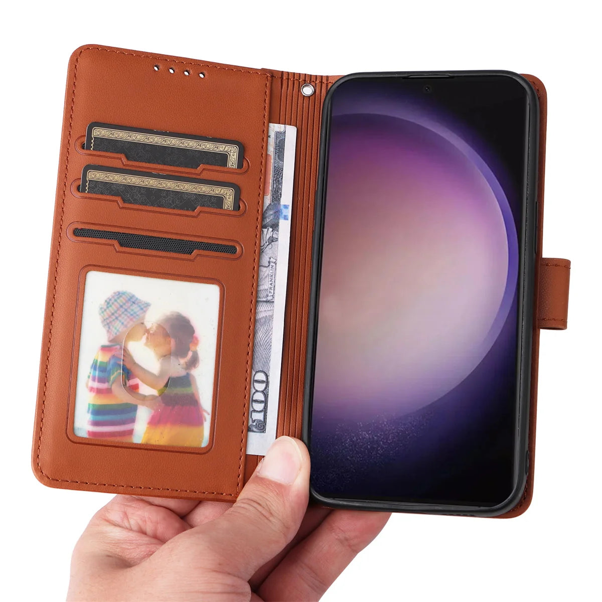 2-in-1 Detachable Magnetic Leather Wallet Case for Samsung Galaxy S24 Ultra｜Shockproof, Wireless Charging, Wrist Strap