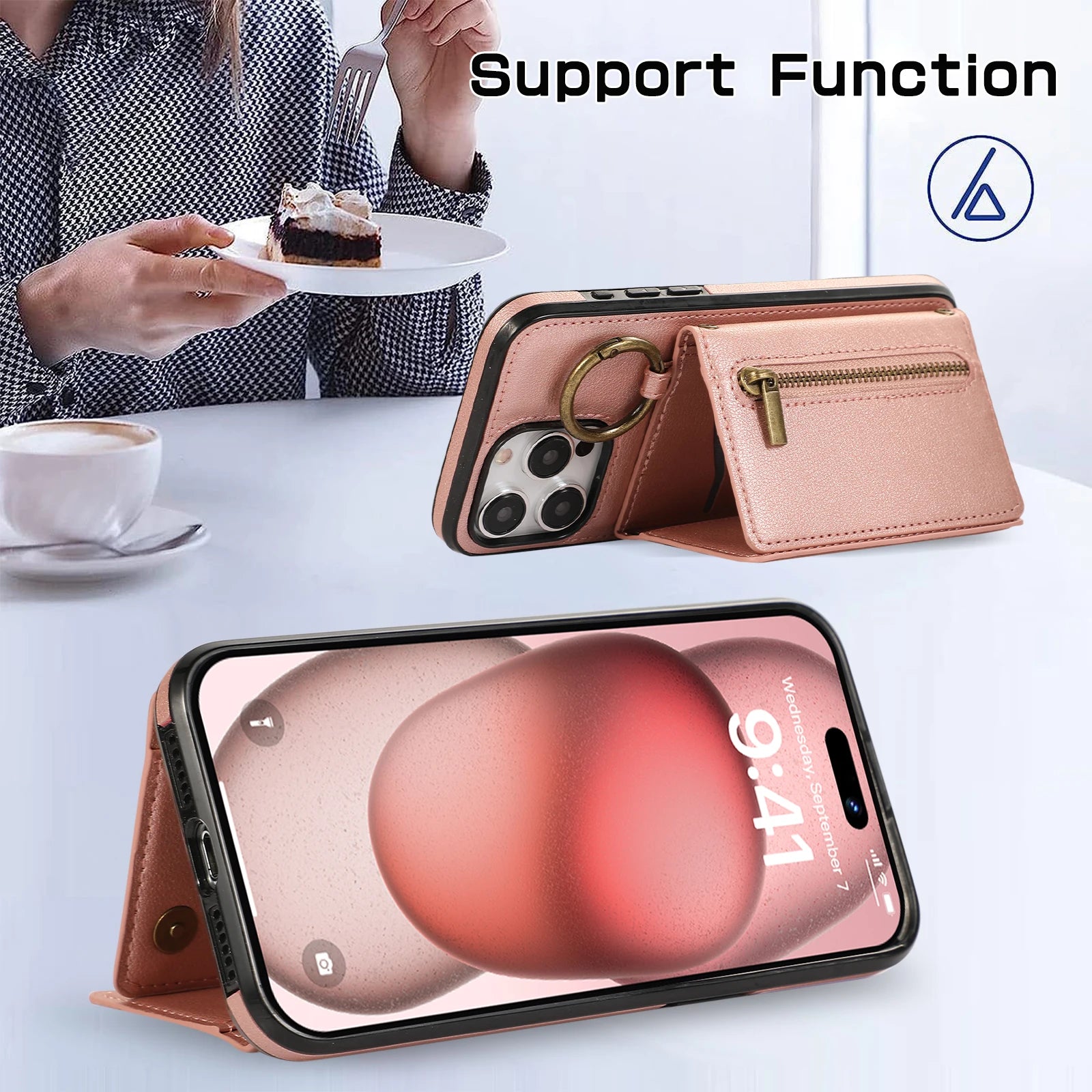 Best Sellers,Triple Wallet Leather Zipper Case Crossbody Cards Slot Ring Holder Case for iPhone 16 15 14 13 12 Pro Max Plus