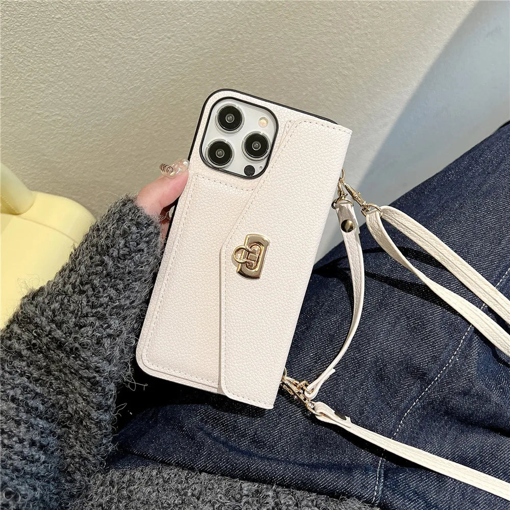 Wallet Crossbody Phone Case For iPhone Card Slot Holder Long Lanyard Leather Cover