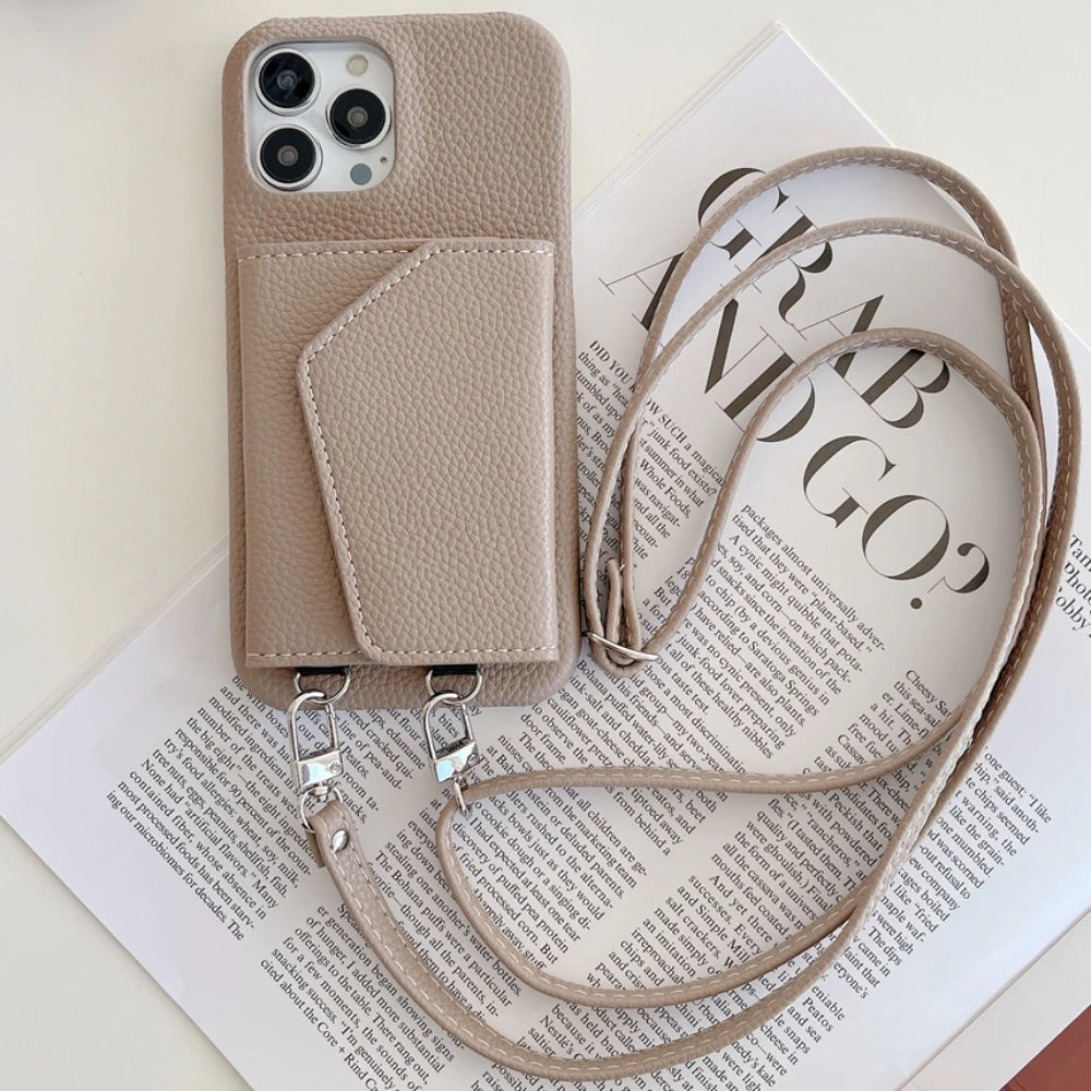 Crossbody Wallet Phone Case For iPhone | Card Holder Lanyard Leather Cover