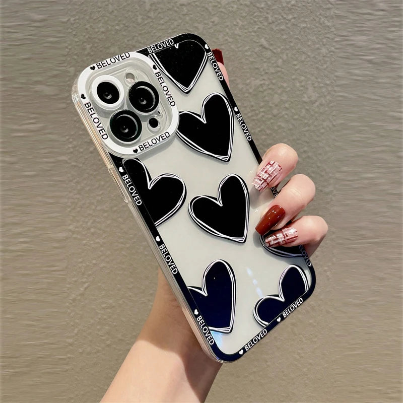 Luxury Love Heart Soft Clear Phone Case For iPhone Cover