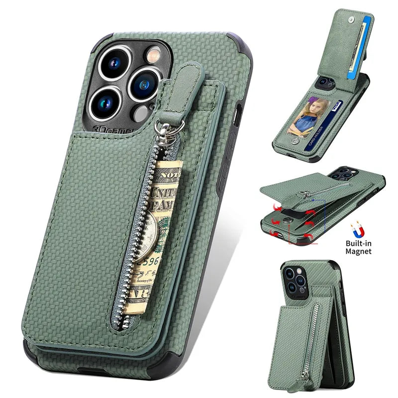 Card Pocket Wallet Case for Samsung Galaxy A Series Kickstand Cover