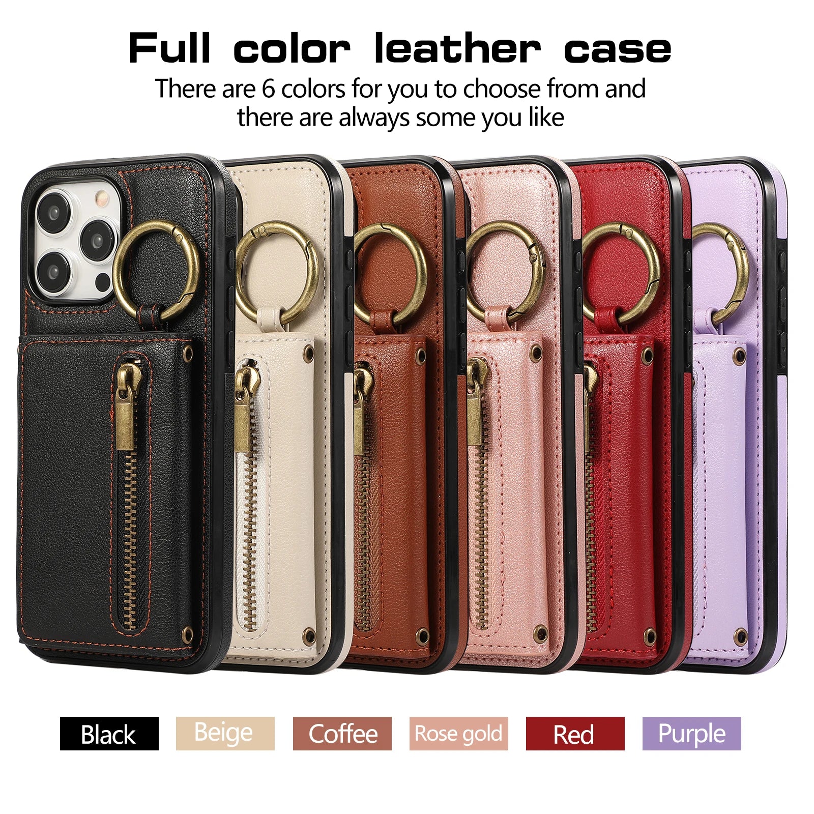 Best Sellers,Triple Wallet Leather Zipper Case Crossbody Cards Slot Ring Holder Case for iPhone 16 15 14 13 12 Pro Max Plus