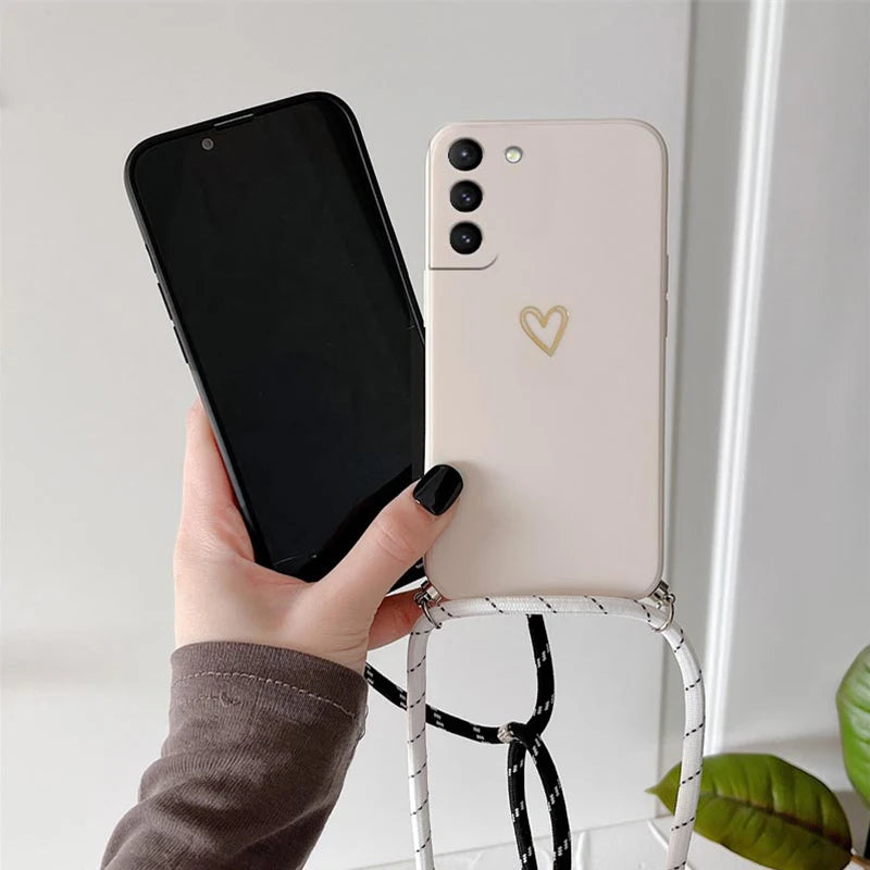 Crossbody Lanyard Silicone Phone Case For Samsung Galaxy S Series