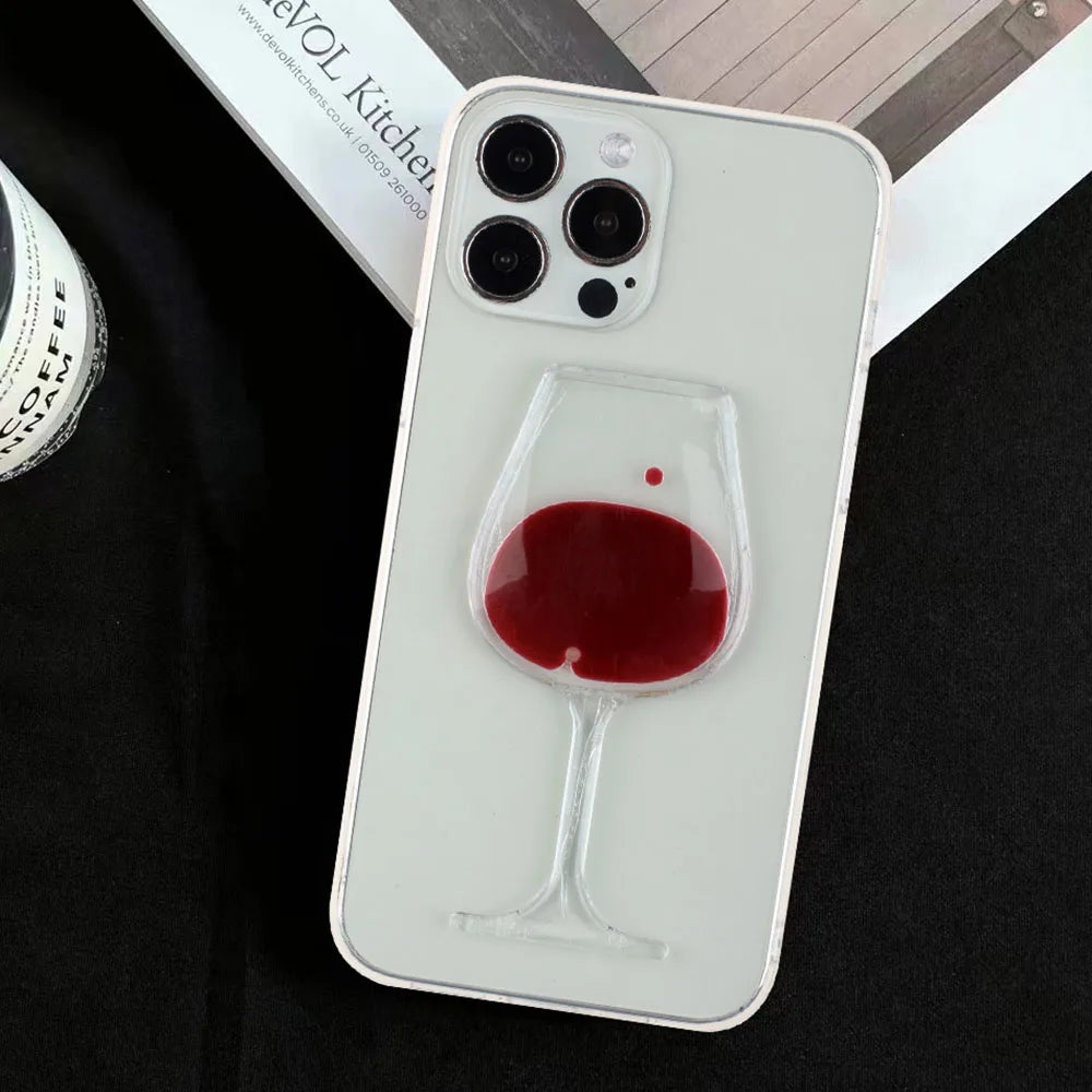 Liquid Dynamic Clear Phone Case For iPhone Wine Glass Cover