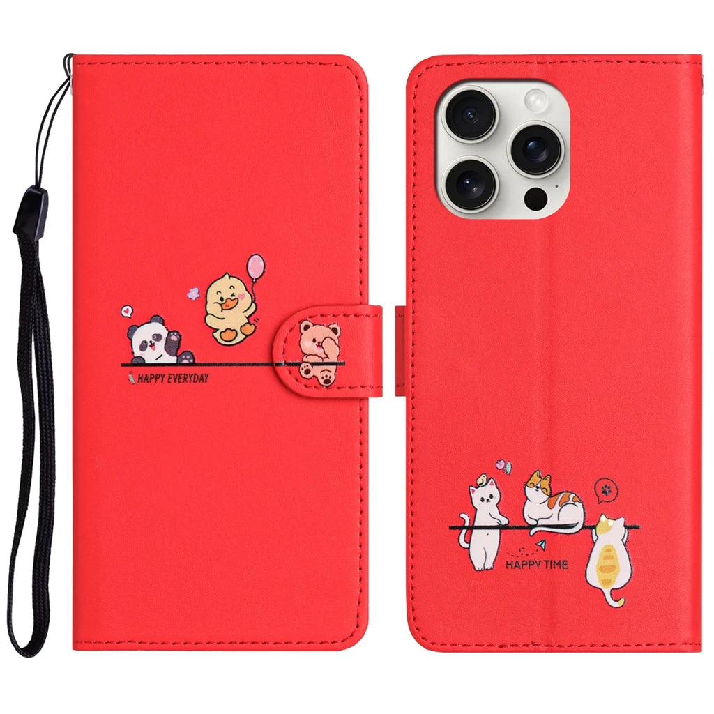 Animal Leather Wallet Flip Phone Case for iPhone 16 15 14 13 12 11 Pro Max Plus Mini X XR – Card Holder, Shockproof, Stand, Magnetic Closure