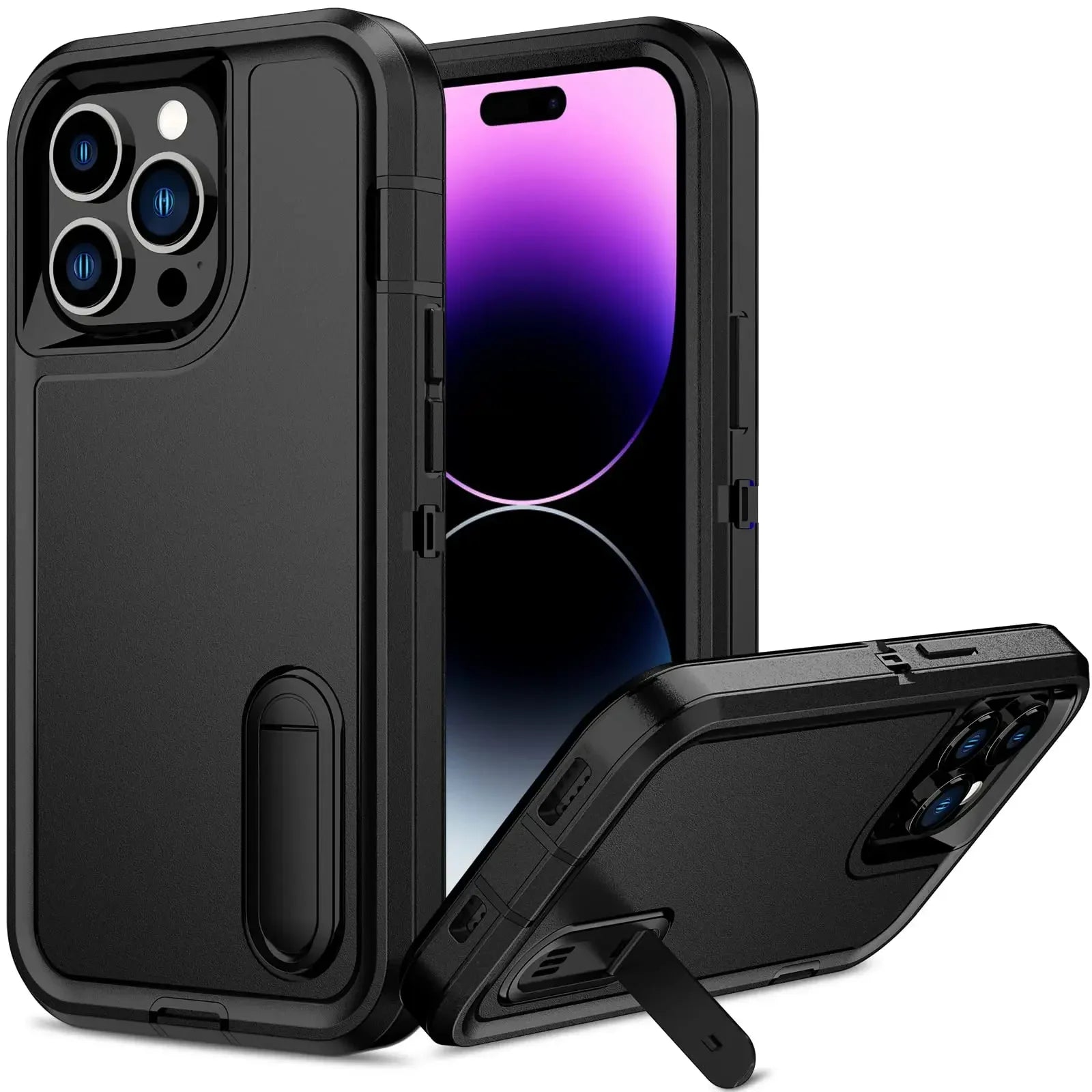 Heavy Duty Drop-Proof Scratch-Resistant 3-Layer Military-Spec iPhone Case – with Stand, Sliding Camera Design, Anti-Fingerprint & Dustproof