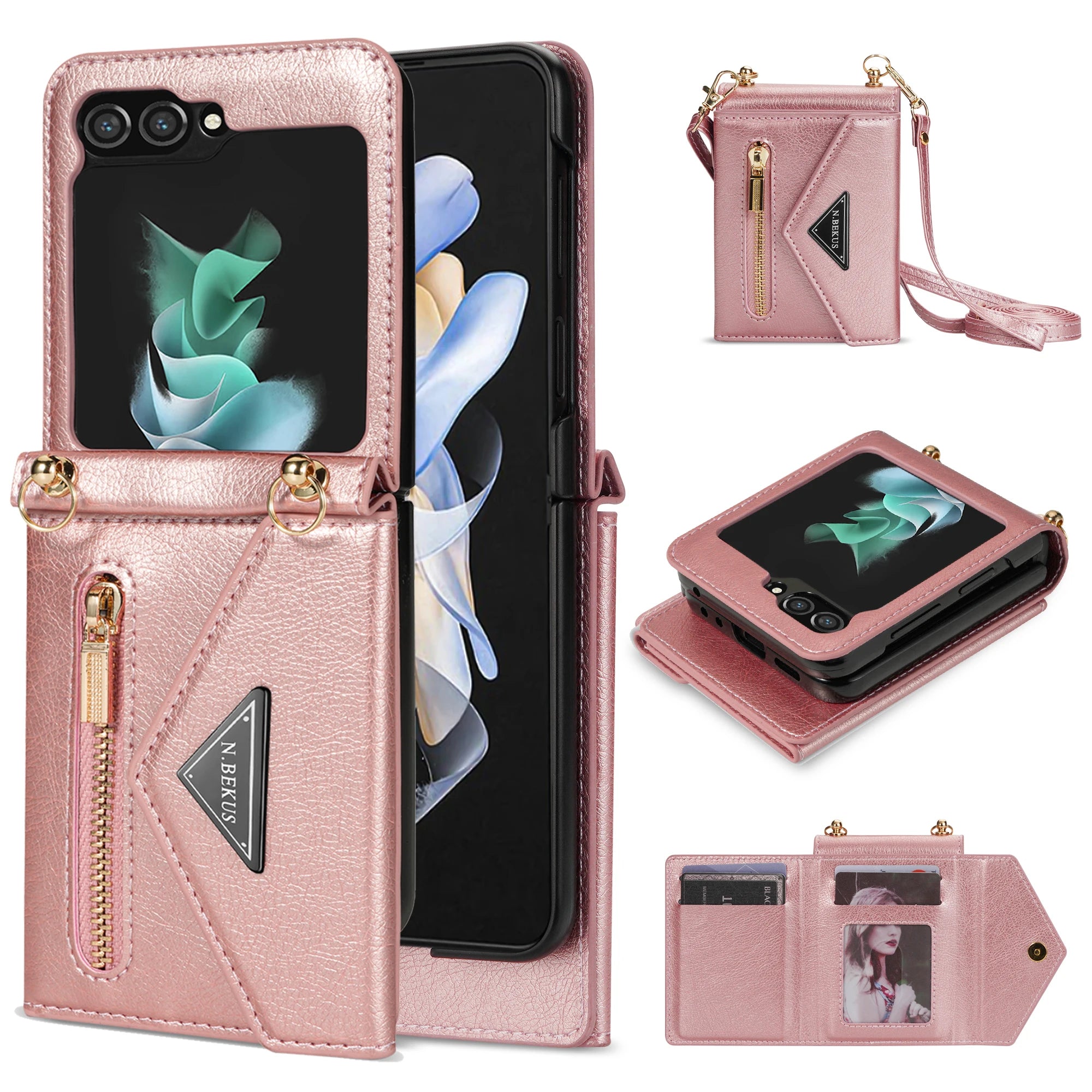 Crossbody Leather Wallet Phone Case for Samsung Galaxy Z Flip 6 5 4 3 Purse Cards Slot Holder