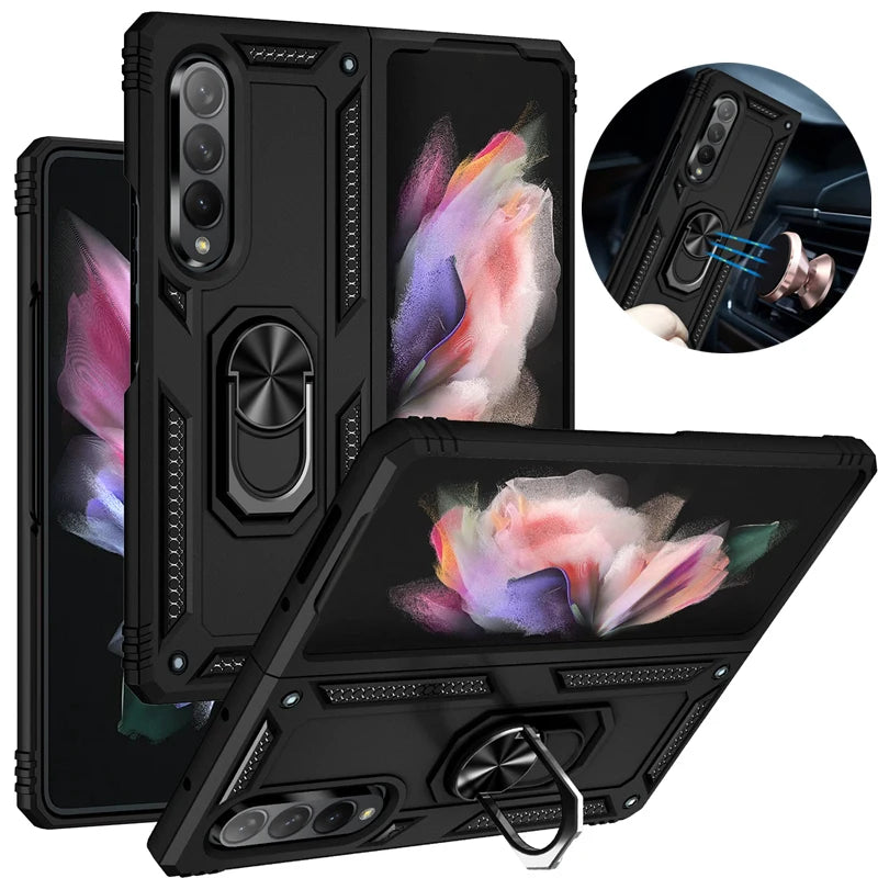 Magnetic Car Holder Ring Stand Shockproof Armor Phone Case For Sumsung Galaxy Z Fold Cover