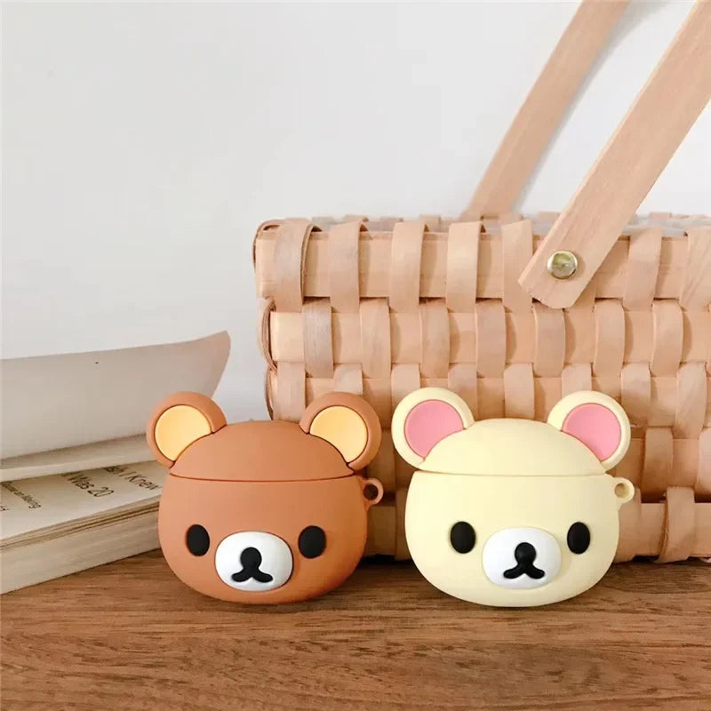 Cute Cartoon Bear 3D Bouncing Rabbit Silicone Protector Case For AirPods