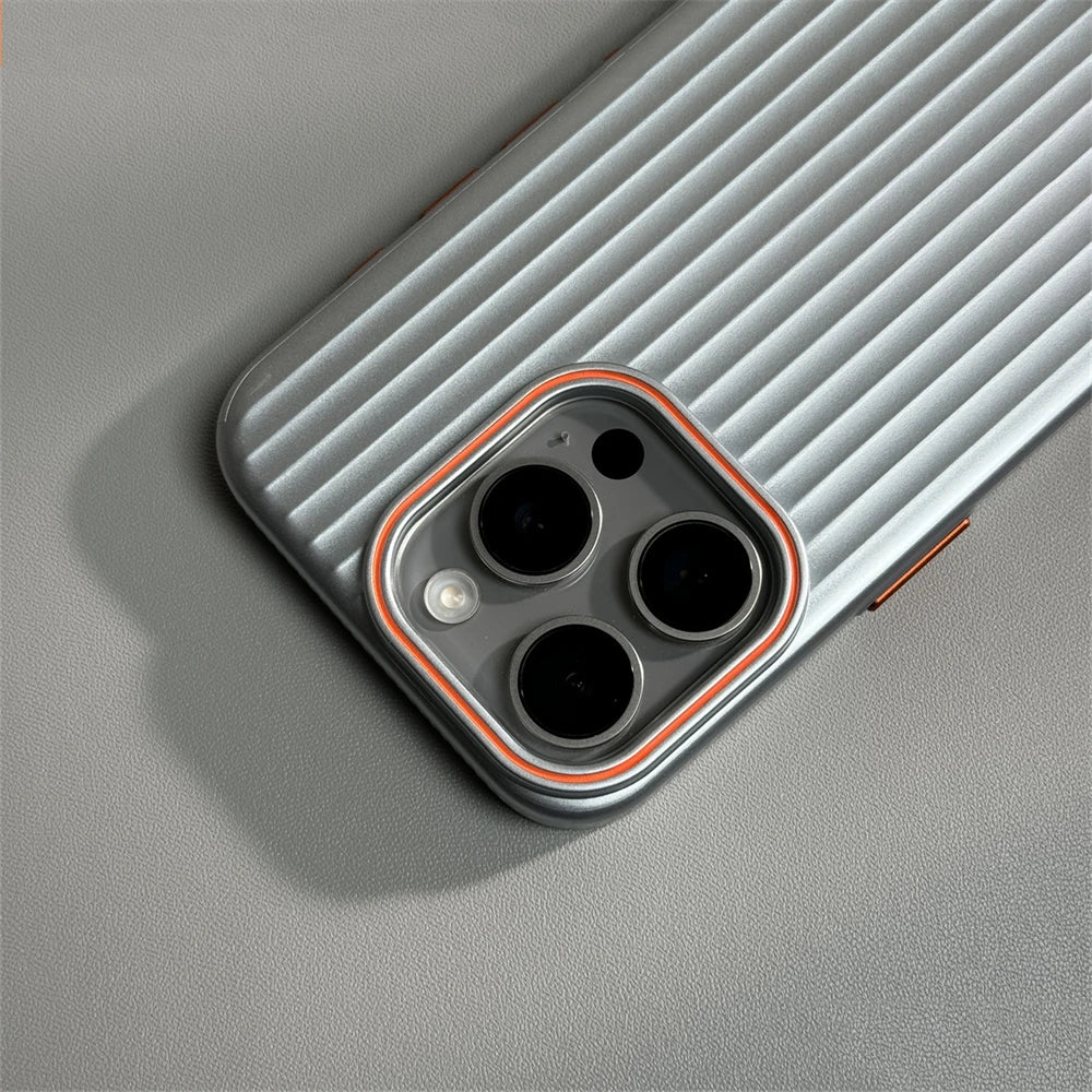 Luxury Corrugated Matte Spray Paint PC Material Hard Phone Case for iPhone Non-slip and Shockproof Bumper Wave Hard Black Cover