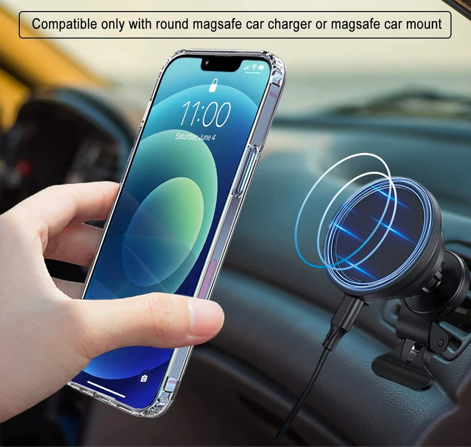 Clear Magnetic Phone Case for iPhone, Metal Kickstand for MagSafe Wireless Charging Back Cover