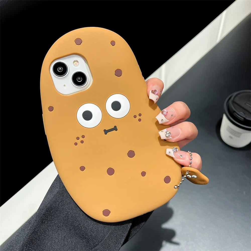 iPhone Case Cute 3D Ugly Potato + Pendant Shock-Proof Silicone Case for iPhone 11 12 13 14 15 Pro Max Cartoon Protection Cover