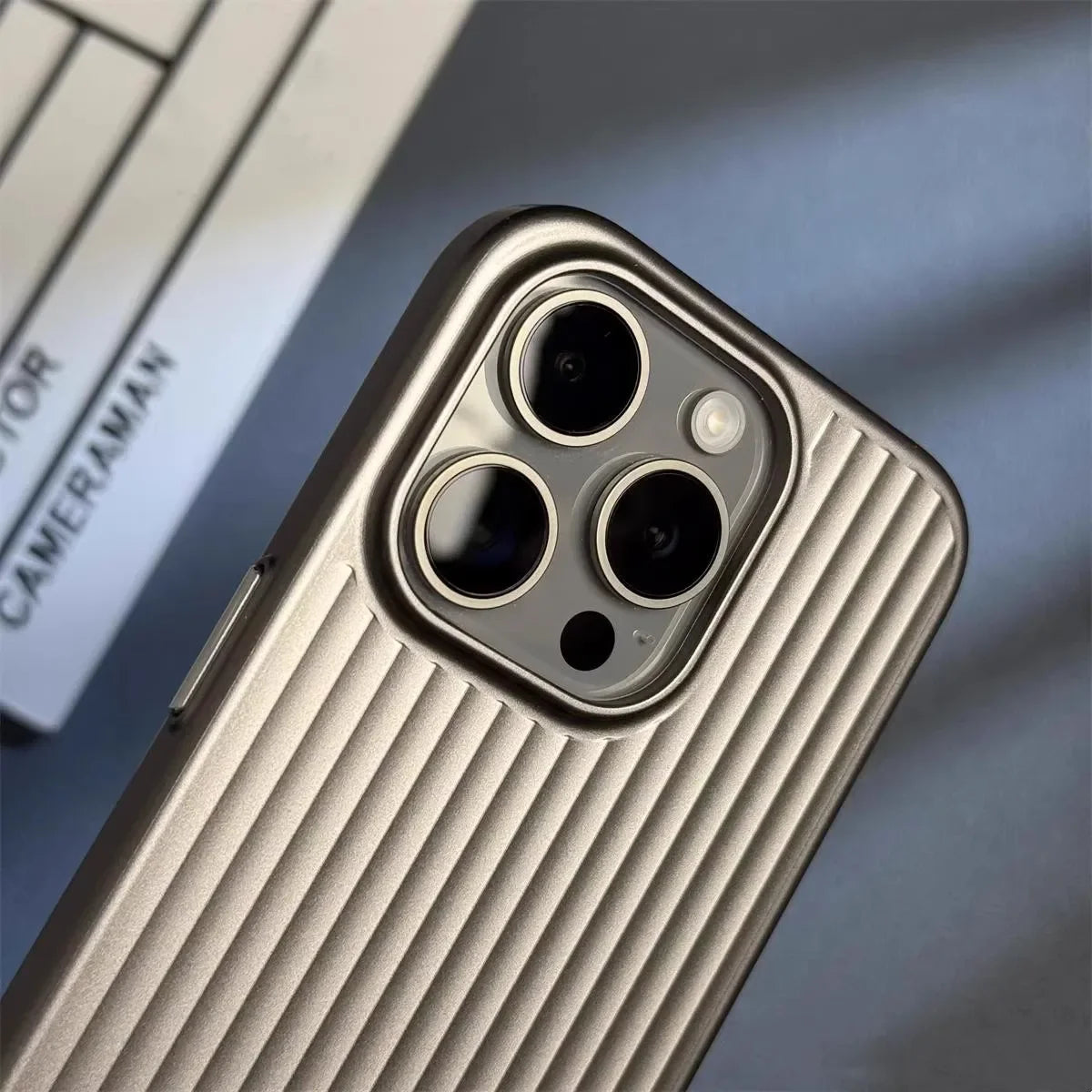 Titanium-Inspired PC Case for iPhone | Frosted Grating & Corrugated Hard Back