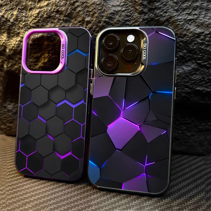 Fashion Honeycomb Building Block IMD Phone Case For iPhone | Shockproof Back Cover