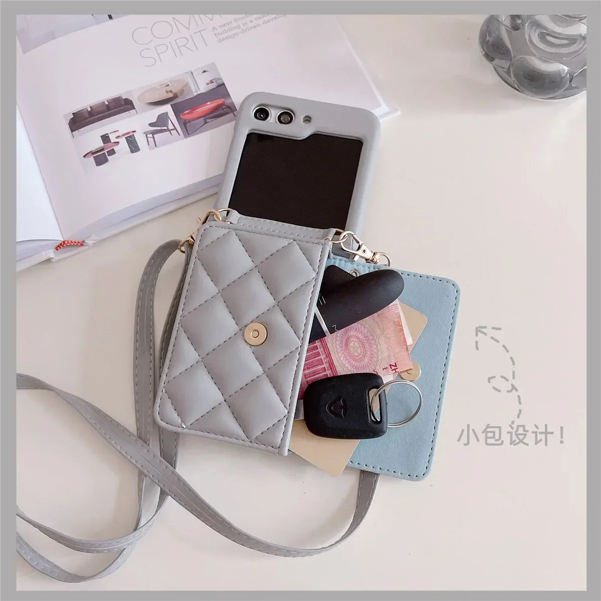 Crossbody PU Leather Wallet with Card Holder Phone Case for Samsung Galaxy Z Flip