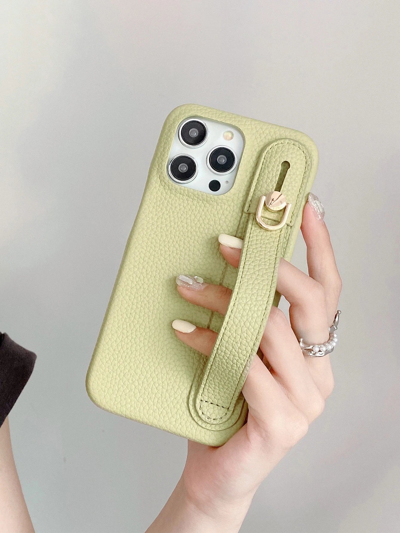 Lichee Pattern Wrist Strap Leather Case For iPhone Cover