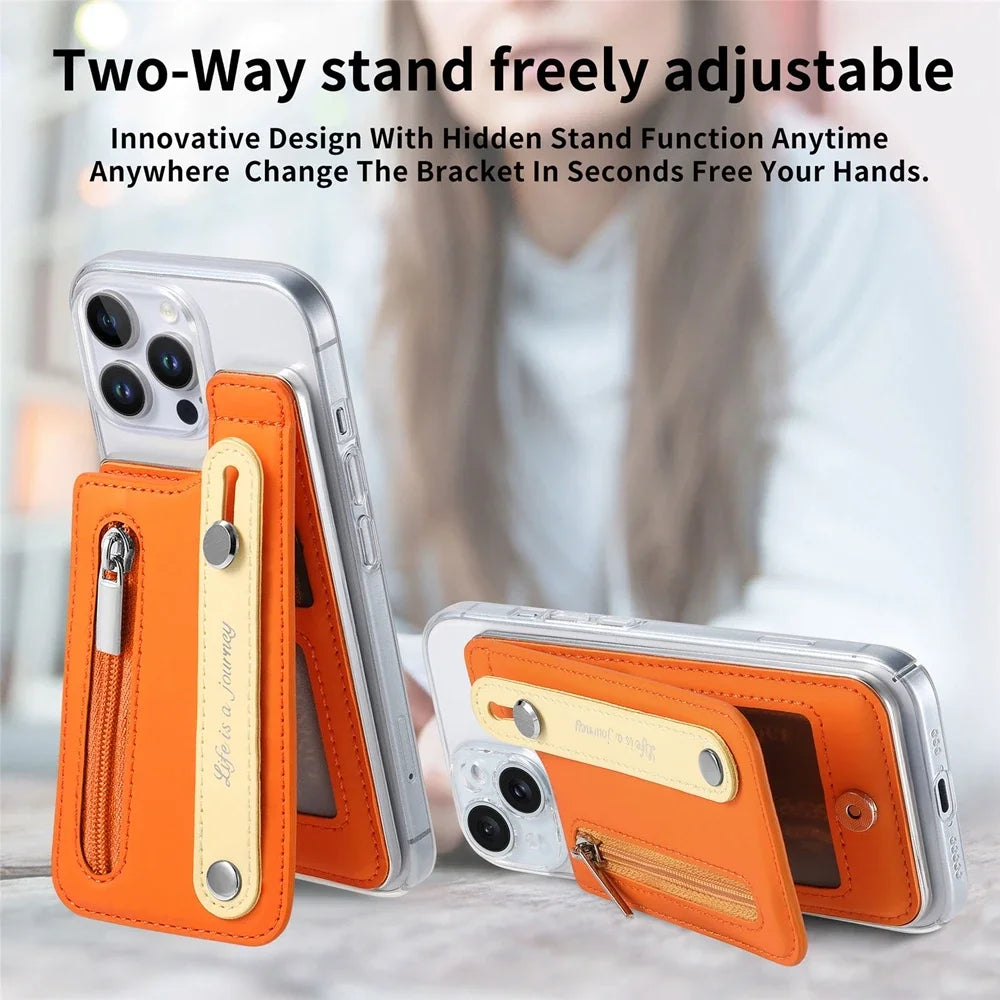 Zipper Wallet Case W/ Cards Holder Kickstand Leather Phone Case for iPhone 11- 16 Series Back Cover