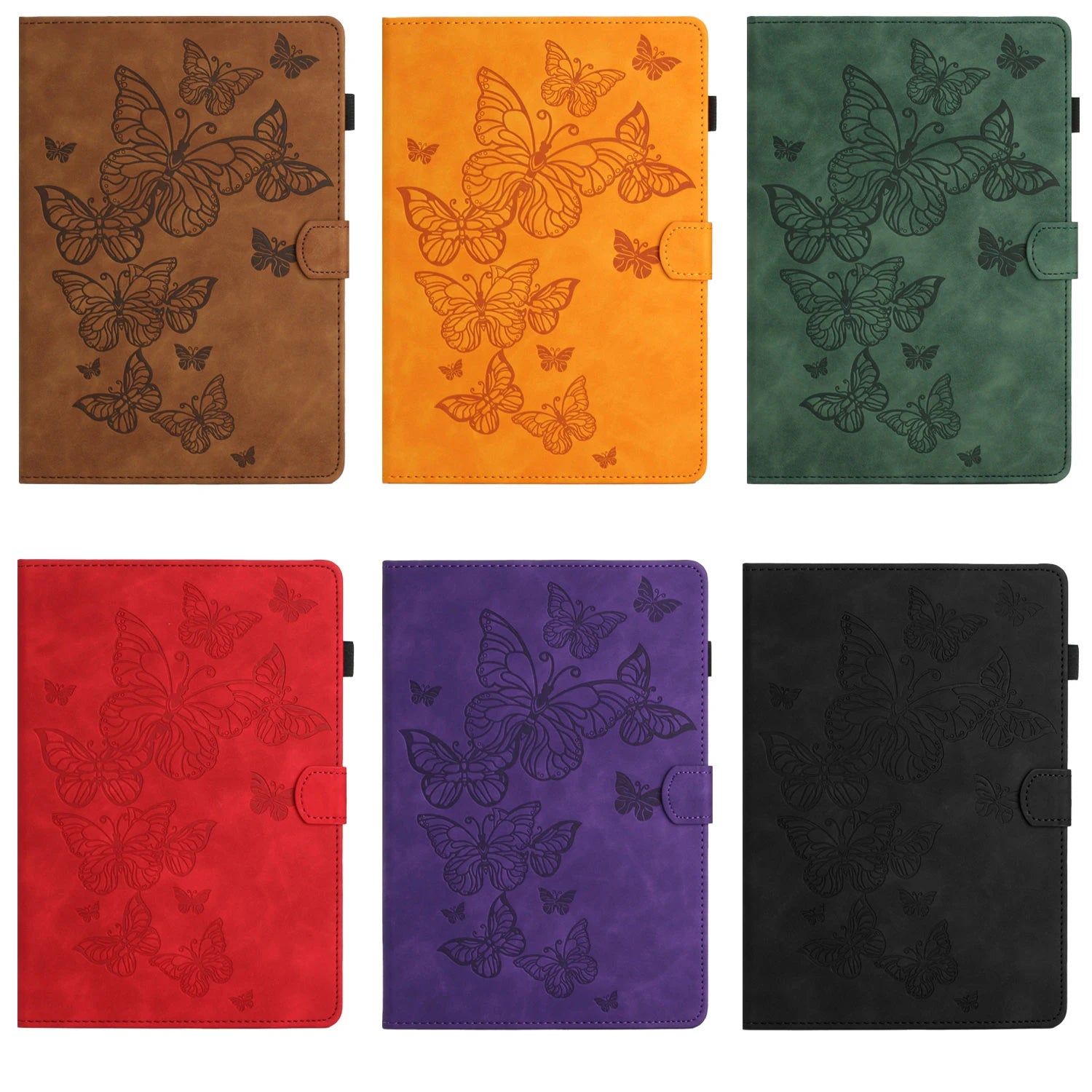 3D Embossed Butterfly Faux Leather iPad Case - Wallet with Card Slots, Shockproof, Waterproof