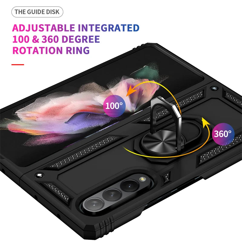 Magnetic Car Holder Ring Stand Shockproof Armor Phone Case For Sumsung Galaxy Z Fold Cover